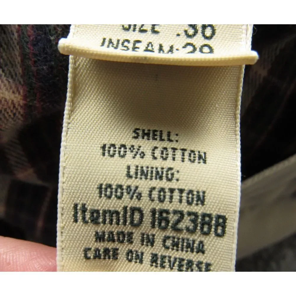 LL Bean Pants Men 36x27 Cream Beige Flannel Lined Pleated Natural‎ Fit Flawed